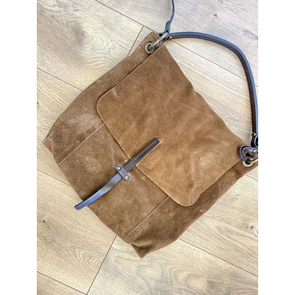 SUNDANCE Brown Suede leather foldover bag purse boho hobo western rodeo - Picture 3 of 11